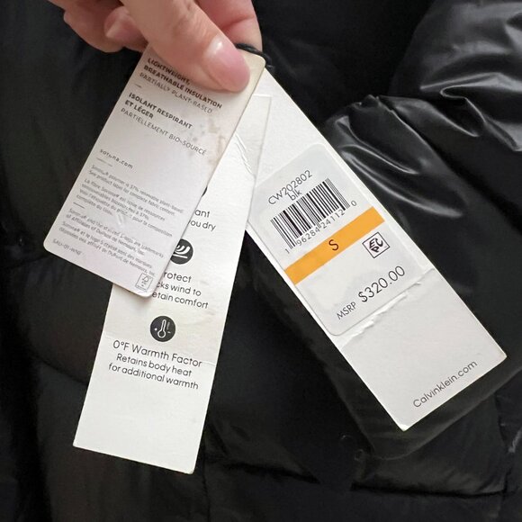 $320 NWT Calvin Klein Sorona Aura Black Puffer Jacket Women's Size S Small NWT - Picture 5 of 14